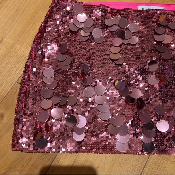 Danielle Guizio Low Rise Paillette Skirt - Pink - Picture 2 of 11